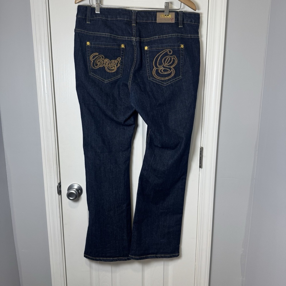 COOGI Authentic Sexy Denim Dark Jeans Women's Plus 18W Bootcut Y2K Gold